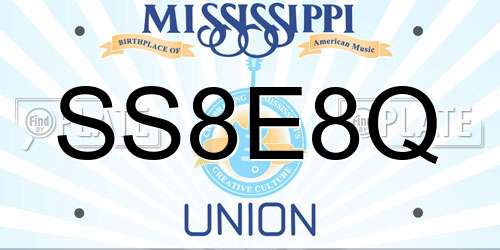 SS8E8Q Mississippi License Plate
