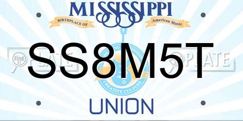 SS8M5T Mississippi License Plate