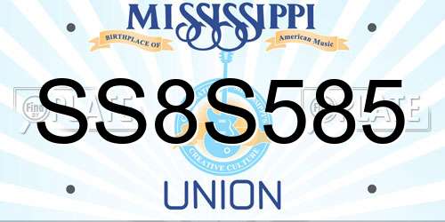 SS8S585 Mississippi License Plate