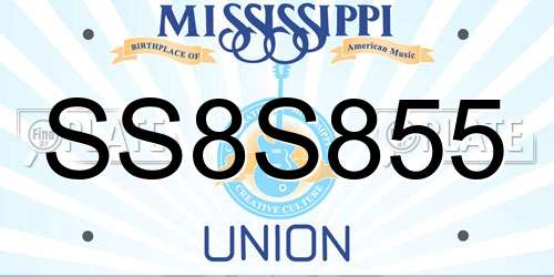 SS8S855 Mississippi License Plate