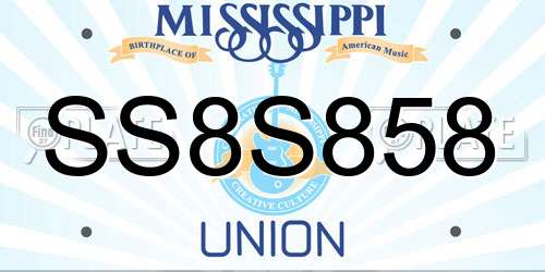 SS8S858 Mississippi License Plate