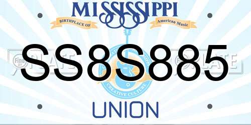 SS8S885 Mississippi License Plate