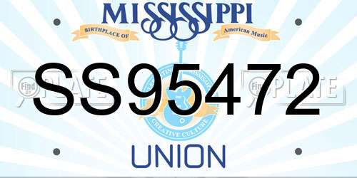 SS95472 Mississippi License Plate