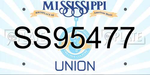 SS95477 Mississippi License Plate