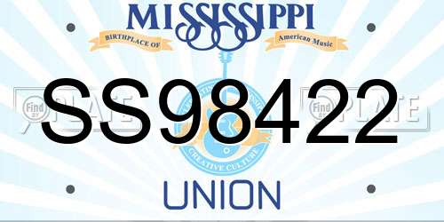 SS98422 Mississippi License Plate