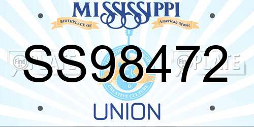 SS98472 Mississippi License Plate