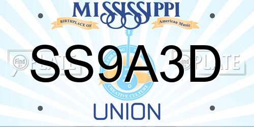 SS9A3D Mississippi License Plate
