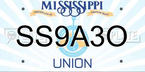 SS9A3O Mississippi License Plate