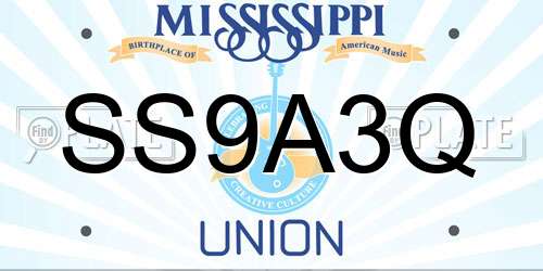 SS9A3Q Mississippi License Plate