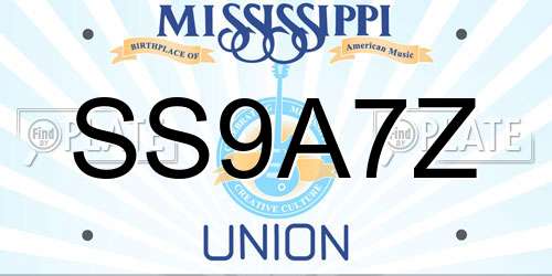 SS9A7Z Mississippi License Plate