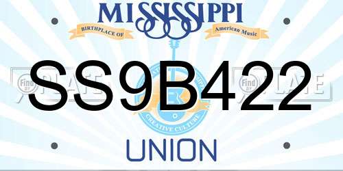 SS9B422 Mississippi License Plate