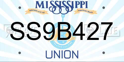 SS9B427 Mississippi License Plate
