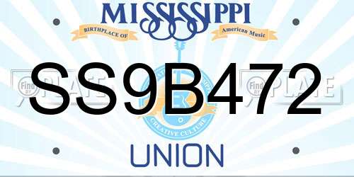 SS9B472 Mississippi License Plate