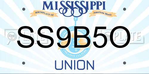 SS9B5O Mississippi License Plate