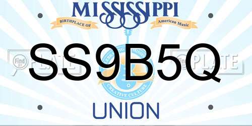 SS9B5Q Mississippi License Plate