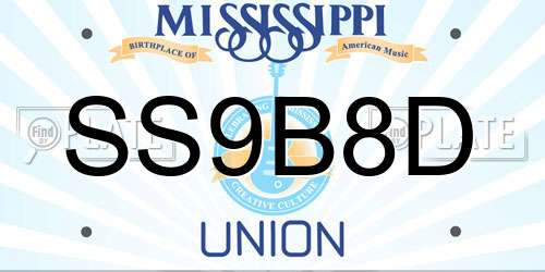 SS9B8D Mississippi License Plate