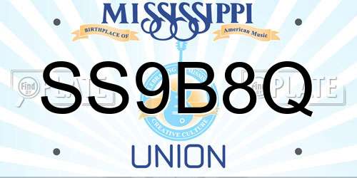 SS9B8Q Mississippi License Plate