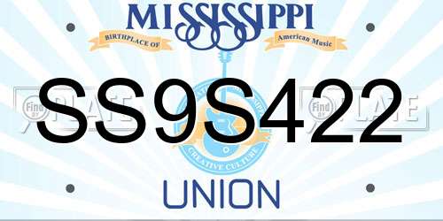 SS9S422 Mississippi License Plate
