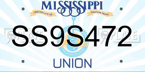 SS9S472 Mississippi License Plate