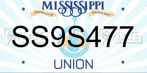 SS9S477 Mississippi License Plate
