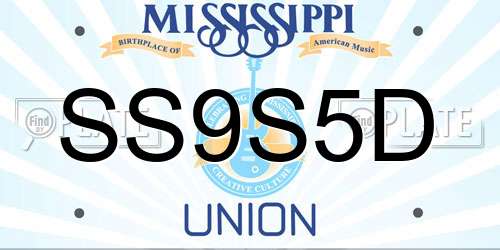 SS9S5D Mississippi License Plate
