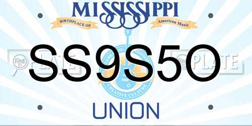 SS9S5O Mississippi License Plate