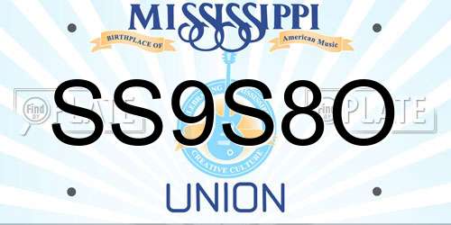 SS9S8O Mississippi License Plate