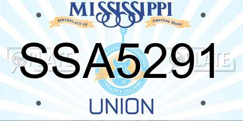 SSA5291 Mississippi License Plate