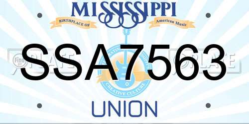 SSA7563 Mississippi License Plate
