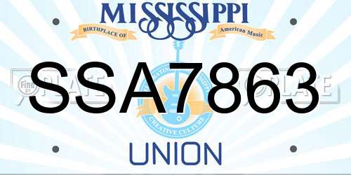 SSA7863 Mississippi License Plate