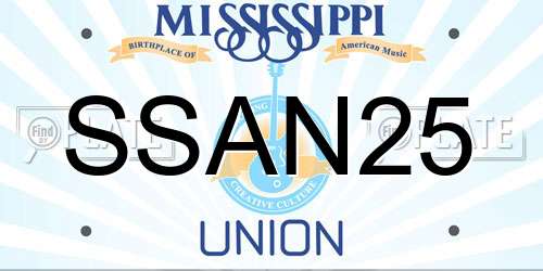 SSAN25 Mississippi License Plate