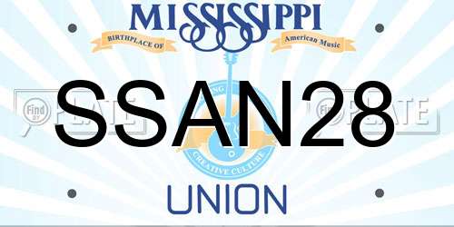 SSAN28 Mississippi License Plate