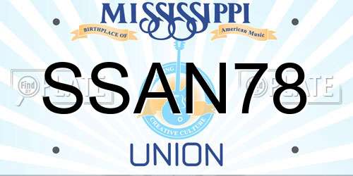 SSAN78 Mississippi License Plate