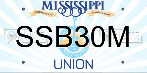SSB30M Mississippi License Plate