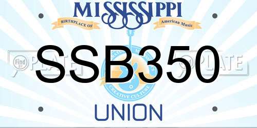 SSB350 Mississippi License Plate