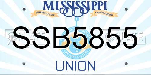 SSB5855 Mississippi License Plate