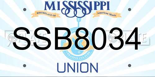 SSB8034 Mississippi License Plate