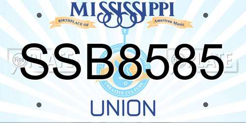 SSB8585 Mississippi License Plate