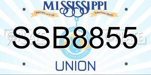 SSB8855 Mississippi License Plate