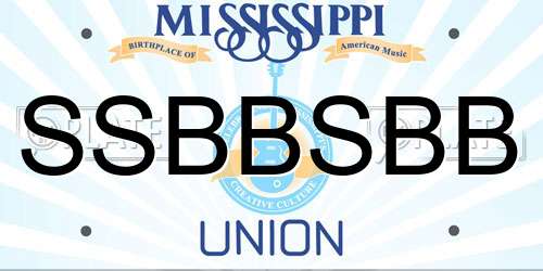 SSBBSBB Mississippi License Plate