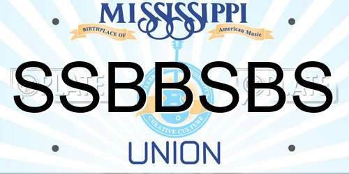 SSBBSBS Mississippi License Plate