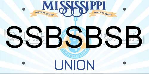 SSBSBSB Mississippi License Plate