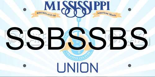 SSBSSBS Mississippi License Plate