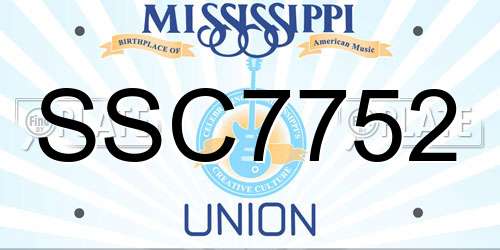 SSC7752 Mississippi License Plate