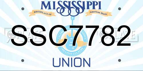 SSC7782 Mississippi License Plate