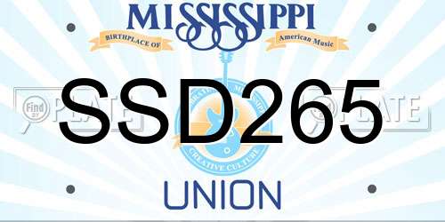 SSD265 Mississippi License Plate