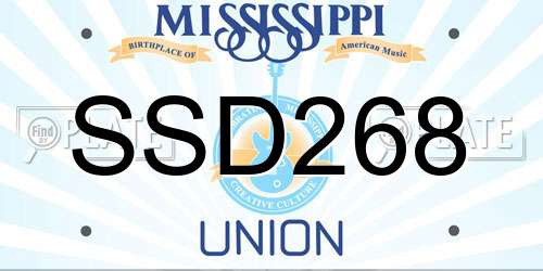 SSD268 Mississippi License Plate