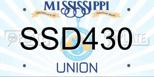 SSD430 Mississippi License Plate
