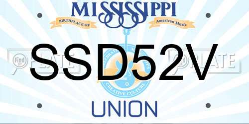 SSD52V Mississippi License Plate