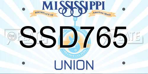 SSD765 Mississippi License Plate